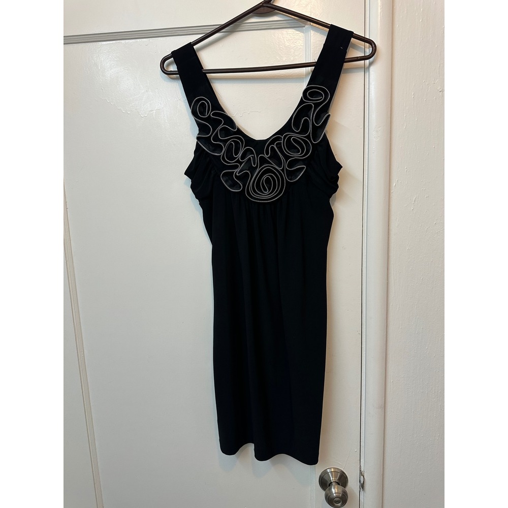 American City Wear Black Zipper Trim Floral Mini Dress Women XL Sleeveless dance
